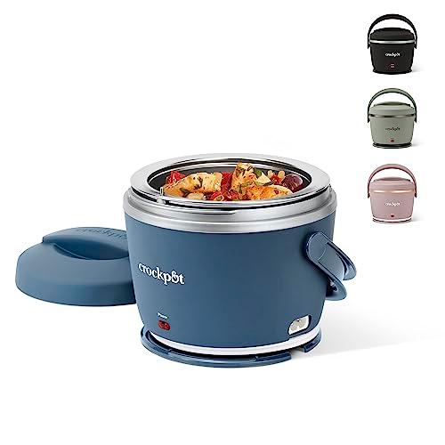 Crock-Pot 20-Ounce Electric Lunch Box, Portable Food Warmer, Faded Blue, Perfect for Travel, Car, On-the-Go, Keeps Food Warm, Spill-Free, Dishwasher-Safe, Ideal Gift for Men and Women