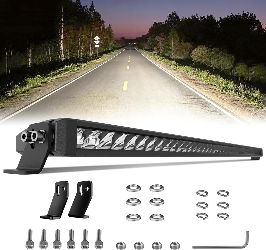 4WDKING 42 Inch Slim LED Light Bar, 240W Spot Flood Combo Beam, Screwless Design, IP68&IP69K Waterproof, Super Bright Off Road Driving Lamp Fog Lights for Truck Pickup ATV UTV SUV Golf Cart Boat