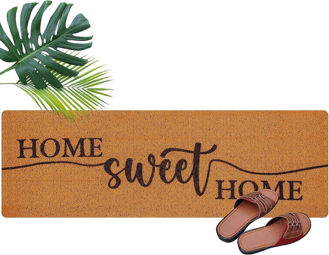 Long Doormat 48''x16'' Front Door Mat for Entrance Inside Outdoor Large Decorative Door Rug Welcome Mat for Outside Home Entry(Sweet Home,Yellow)