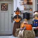 ITART 4.5ft Animated Pumpkin Scarecrow with Candy Bowl Prop Pumpkin Halloween Decorations for Trick or Treat Sound Activated with Lights and Singing