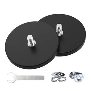 Magnetpro 2 Pieces Strong Rubber Coated Mounting Magnets Anti-Scratch & Anti Corrosion, Over 65 LB Adhesive Power, with 1/4"-20 Stainless Steel Male Thread and Nut for PTZ, Camera