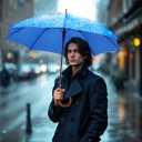 SoulRain 48" Large Umbrella Windproof Stick Umbrellas for Rain, Automatic Open, Vintage Cane Royal Blue Umbrella with Classic Wooden Handle & Shaft, for Women & Men(Royal Blue)