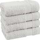 Cotton Paradise 100% Cotton Turkish Towel Set, Soft Absorbent Quick Dry, 4 Piece Washcloth Set, Silver Grey