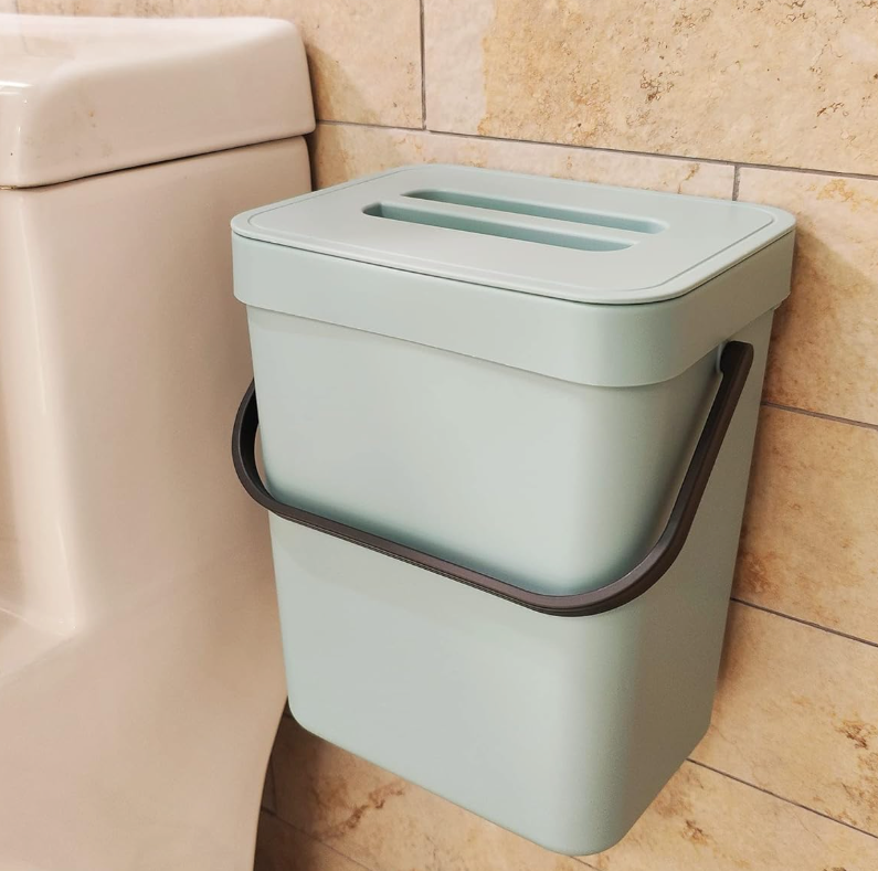 stonespace Compost Bin Indoor Kitchen Sealed, Mountable Compost Bucket, Hanging Food Waste Bin for Kitchen,1.3 Gallon/ 5L Blue