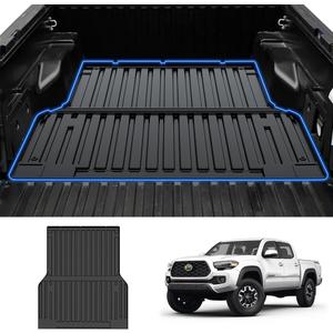 T TGBROS Truck Bed Mat for 2005-2023 Toyota Tacoma Accessories 5FT Bed Liner Double Cab All Weather TPE Heavy Duty Pickup Car Bed Cargo Mat Custom Fit Non-Slip Black