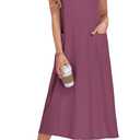 MOLERANI Women's Casual Button Down Midi Dress with Pockets,Mauve,2XL