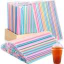 Eaasty 1000 Pcs Disposable Drinking Plastic Straws Bulk, 0.24'' Diameter and 7.87" Long Plastic Long Disposable Drinking Straws (Pastel)