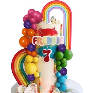66 PCS Pastel Rainbow Cake Topper Rainbow Cake Toppers Colorful Balls Cake Decorations for Wedding Baby Shower Birthday Party Supplies