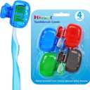 5 x Hxezoc 4 Pack Travel Toothbrush Head Covers Toothbrush Protector Cap Brush Pod Case Protective Portable Plastic Clip for Household Travel, Camping, Bathroom, School, Business (Blue, Green, Grey, Red)