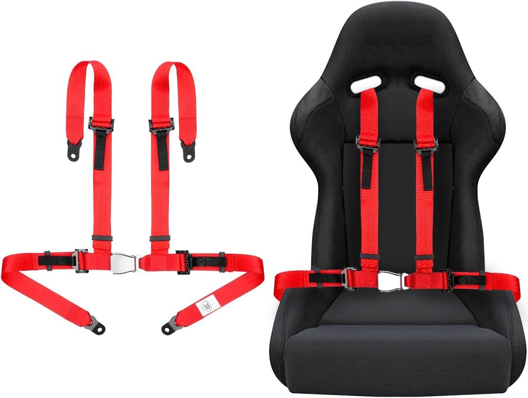 Yakitoko Universal 4 point Safety Harness Set 2inch Fits Go Kart, UTV, ATV,Racing Red