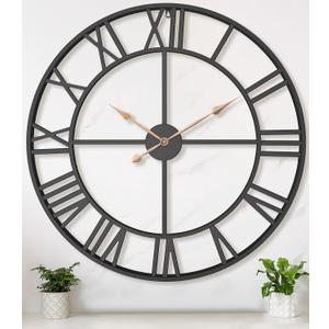 36 Inch Extra Oversized Large Giant Modern Decorative Wall Clock,Vintage Industrial Farmhouse Black Metal Big Roman Numeral Large Clocks for Living Room Decor,Entrance Fireplace,Dinng Room