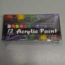 Acrylic Paint Set, 12 Rich Pigment Colors with 3 Art Brushes for Painting Canvas, Wood, Ceramic & Fabric, Rich Pigments Lasting Quality for Beginners, Students & Professional Artist, 2 pack