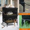 2 Story Heated Cat House for Outside, 100% Waterproof, Safe Escape Door, Elevated Base, Weatherproof Insulated Shelter for Stray Feral Barn Cat