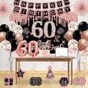60th Birthday Decorations for Women,32PCS 60th Birthday Party Decorations,Including Backdrop, Crown, Sash, banner, Hanging Swirl,Cake Topper,balloons,Paper Fans,Anniversary Card and Paper Fans