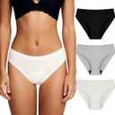 Battewa Leak Proof Underwear for Women Incontinence Underwear Teens Ladies Cotton Leakproof Panties Bikini Absorbent 40ml,3Pack (3Color,Medium)