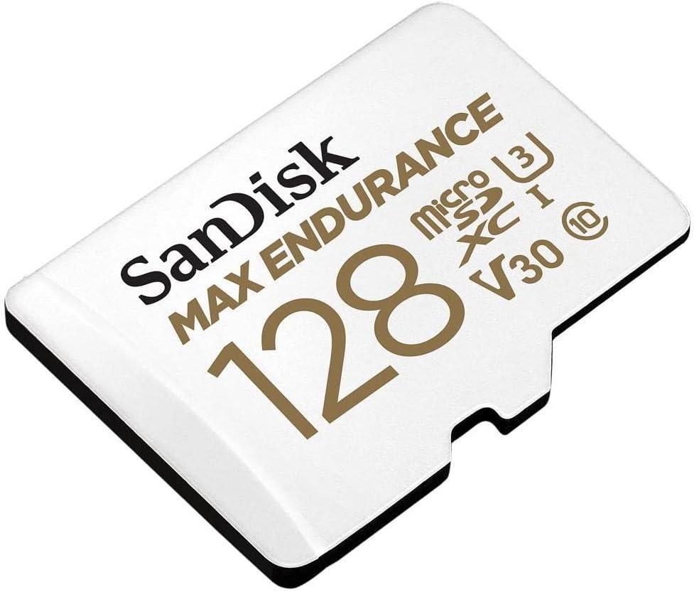SanDisk 128GB MAX Endurance microSDXC Card with Adapter for Home Security Cameras and Dash cams - C10, U3, V30, 4K UHD, Micro SD Card - SDSQQVR-128G-GN6IA