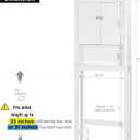 UTEX Over The Toilet Storage Cabinet, Over Toilet Bathroom Organizer with Adjustable Shelves, Above Toilet Storage Cabinet Space Saver, White, 8"D x 26"W x 65"H