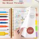 Hardcover Spiral Notebook Journal with Removable Dividers Tabs, 300 Pages Leather 5 Subject Notebook College Ruled, 8"x10" Large B5 Notebooks for Work School Note taking, Lined Journal for Women, Pink