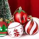 SHareconn 30ct 2.36 Inch Christmas Tree Colored Balls Ornaments, Shatterproof Plastic Decorative Xmas Baubles Decorations for Tree Holiday Decor(Red and Green White, 60mm)