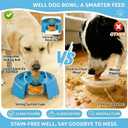 Dog Lick Bowl with Ball, 2-in-1 Slow Feeder Dog Bowls, Dog&Cat Licking Bowl with Rolling Ball for Liquid Treats, Non-Slip Lick and Roll Bowl for Dogs. Lick Ball for Dogs & Safety Lid (Blue)