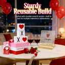 Valentine Wood Book Stack with XOXO Blocks for Table Shelf Tiered Tray Decor (red pink)