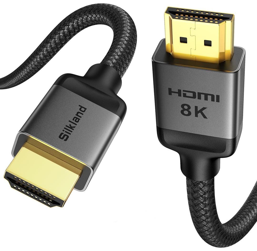 Silkland HDMI 2.1 Cable 20FT, [4K@240Hz 144Hz 120Hz, 8K@60Hz] 1440P Ultra High Speed HDMI Cable 48Gbps (Upgrade Braided), HDR10+, eARC, HDCP 2.3, Compatible for Xbox/PS5/PS4/Roku TV (Grey)
