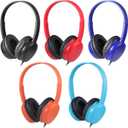 Kids Headphones 5 Pack Bulk Multi-Color for School Classroom Students Children and AdultDurable Wired Headsets