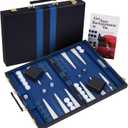 Get The Games Out Top Backgammon Set - Classic Board Game Case - Best Strategy & Tip Guide (Blue, Large)