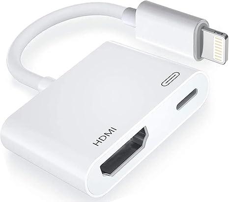 [Apple MFi Certified] Lightning to HDMI Adapter, No Power Needed 1080P Video & Audio Sync Screen Converter with Lightning Charging Port, iPhone to HDMI Adapter Compatible with iOS