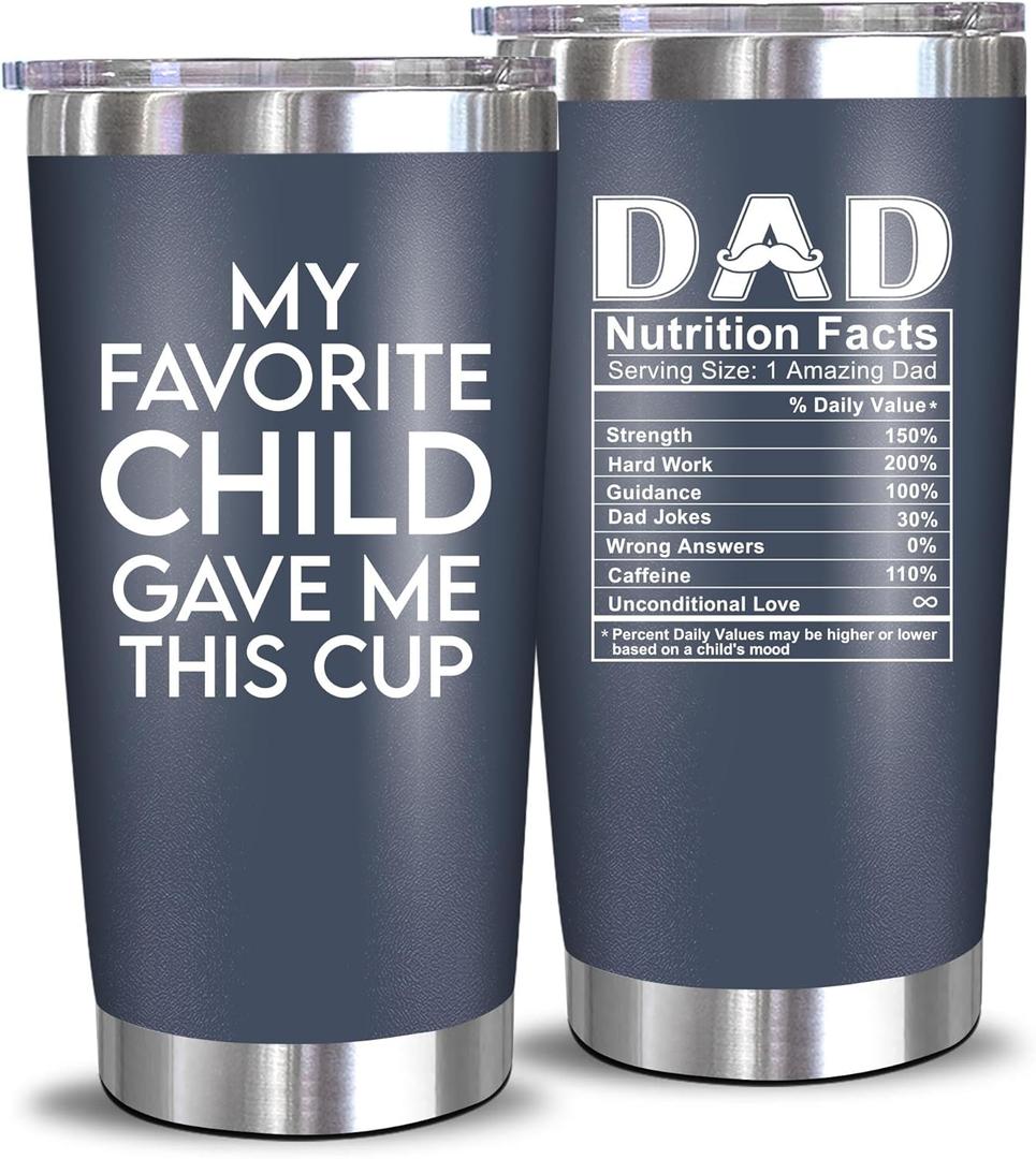 NewEleven Fathers Day Gift For Dad - Birthday Gifts For Dad From Daughter, Son, Kids - Husband Gift - Birthday Present Ideas For Father, New Papa, Bonus Father From Daughter, Son - 20 Oz Tumbler (Dad child navy)
