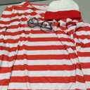 Yolyoo Adult Men Red and White Striped Tee Long Sleeve Shirt Glasses Hat Costume Set for Halloween Cosplay Party XXL