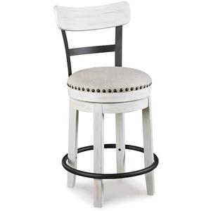 Signature Design by Ashley Valebeck 24.5" Modern Swivel Counter Height Barstool, Whitewash