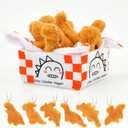 Chicken Nugget Plush Set, 6pcs Delicious Dino Nugget Plush with Adorable Dinosaur Organizer, Soft Stuffed Dinosaur Plushie for Girls and Boys, Birthday Gift, Room Decor