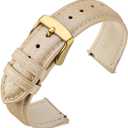 ANNEFIT Watch Band 18mm, Quick Release Textured Padded Leather Straps with Gold Buckle for Men and Women (Gold)