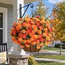 Artificial Fall Mum Flowers for Outdoor, Faux Chrysanthemum Bushes UV Resistant, Waterproof Floral Arrangements, Fake Autumn Daisy Flowers for Front Door Patio Garden Yard Planter Home Decor, Orange