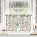 DriftAway Kitchen Curtain Floral Tier Linen Short Botanical Print Cafe Curtains 36 Inch Length for Living Room Bathroom Ada Farmhouse Rustic Drapes Rod Pocket 2 Panels Multi