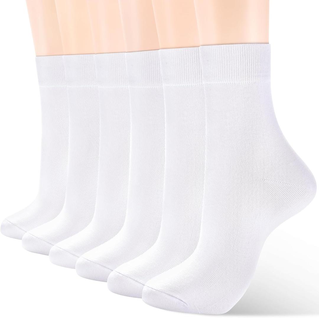 ATBITER Women's Thin Cotton Crew Socks - Soft Casual Dress Bootie Above Ankle Socks 6-Pairs With Gift Box (9-11)