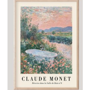 2 Pcs Monet Bathroom Print, Floral Countryside Landscape Bathroom Wall Art, Whimsical Pastel Bathroom Painting, Dreamy Bathroom Decor, Monet Print 