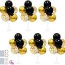 ZJDHPTY 6 Set Balloon Stand with Balloons, Black and Gold Party Decorations, Birthday Graduation Retirement Father's Day Halloween New Years Decorations 2025