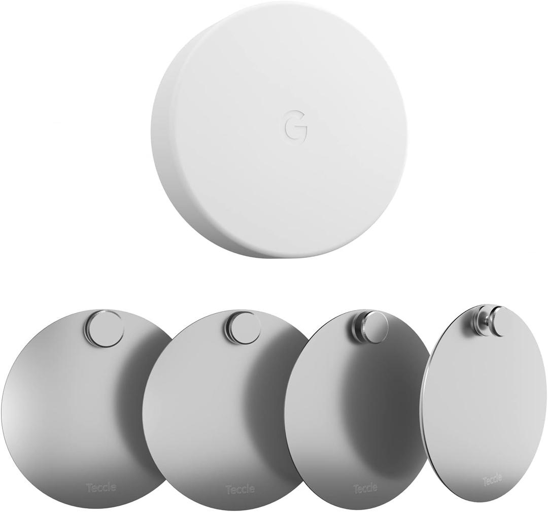 Teccle Wall Mount for Nest Temperature Sensor 2nd Gen / 1st gen 4 Pack- No Hole Needed - Stainless Steel Bracket Plate for Google Nest Temperature Sensor - Mount to Any Smooth and Dry Surface