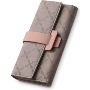 PAULO SERINI Wallet Women - Womens Wallet with Coin Purse - Card Holder 9 Cards - Wristlet - Vegan Wallets for Women - Birthday Gifts for Women - (Cool Gray)