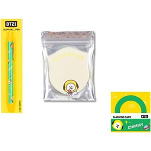 BT21 Official Merchandise School Supplies One Sticky Note + One Gel Pen + One Masking Tape-Proof Butter Permission to Dance(Chimmy)
