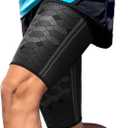 Sparthos Thigh Compression Sleeves (Pair)  Quad and Hamstring Support  Upper Leg Sleeves for Men and Women  Made from Innovative Breathable Elastic Blend  Anti Slip (X-Large, Midnight Black)