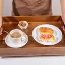 Large Wooden Ottoman Tray Rectangle Trays for Big Ottoman Counter Huge Kitchen Wood Serving Trays with Handles, Decorative Tray for Living Room Premium Acacia Wood Tray