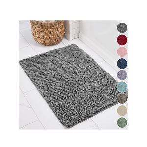 KANGAROO Bathroom Rugs, Chenille Soft Absorbent Bath Rug, Shaggy Shower Mat, Quick Dry Machine Wash Bathmat, Plush Carpet Mats for Tub, Bathtub and Room Home Decor Accessories, 30x20, Gray