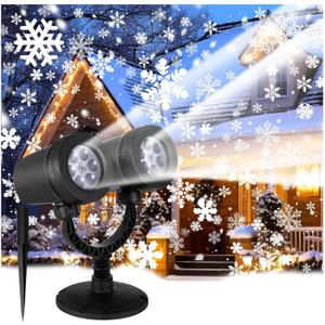 2024 Dynamic Snowflake Projector with Upgraded Big Dual-Head, Waterproof Christmas Snow Lights for Winter Indoor Outdoor Party Decorations