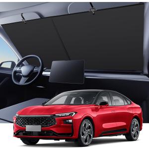 Automatic Retractable Car Sunshade, 2025 New Adjustable Auto Windshield Sun Shade, 35x50 inch Suction Cup Sunshade for Various Models, UV Blocking Protects for Drivers