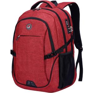 SHRRADOO Anti Theft Laptop Backpack Travel Backpacks with usb Charging Port for Women Men High School College Backpack Computer Bag Fits 17 Inch Laptop,Red (Large)