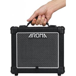Aroma 10W Electric Guitar Amp, Small Practice Guitar Amplifier for Beginners, Headphone Jack, Bluetooth, Compact Design, Lightweight, Portable for Bedroom Practice and Small Gigs, AG-10S, Black