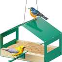 FANHAO Metal Bird Feeder for Outdoor Hanging, Wild Bird Feeder House with Rust-Resistant Mesh, Hanging Platform Bird House Feeder for Attracting Birds, Weatherproof, Easy to Clean & Refill